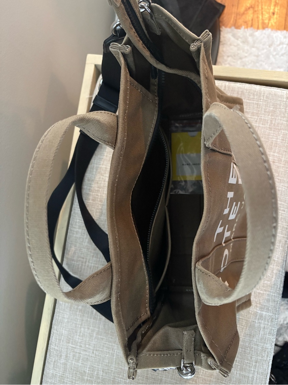 Marc Jacobs Tan Canvas Crossbody with Black Strap